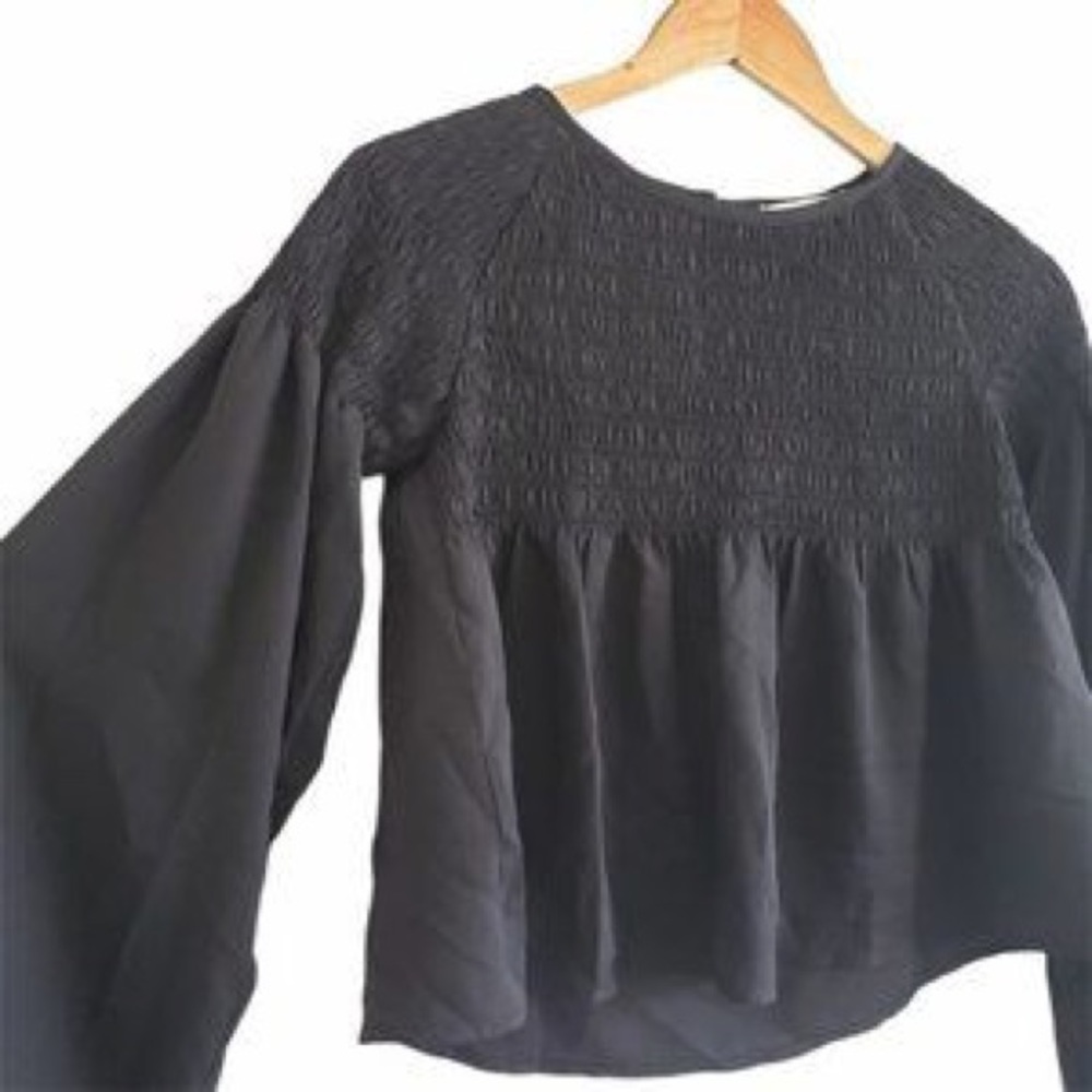 Staring at stars black peasant blouse